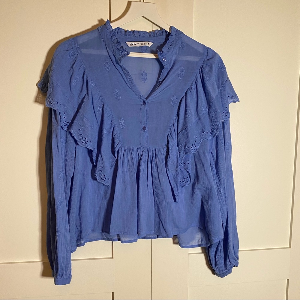 Zara Ruffled Embroidered Blouse! - Picture 2 of 4